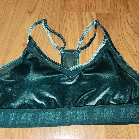 PINK ULTIMATE LIGHTLY-LINED VELVET SPORTS BRA Victorias Secret Teal Blue - Picture 2 of 7
